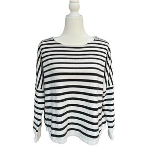 French Connection Black and White Striped Knit Sweater, Size M